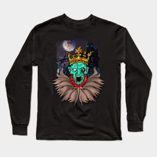 Scary Zombie King Halloween Horror Graphic HalloKing Long Sleeve T-Shirt